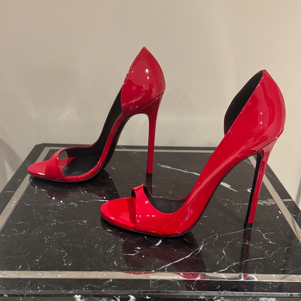 Maison Ernest Plaisir 120 D'orsay Chic Red Patent Stiletto Heels 39